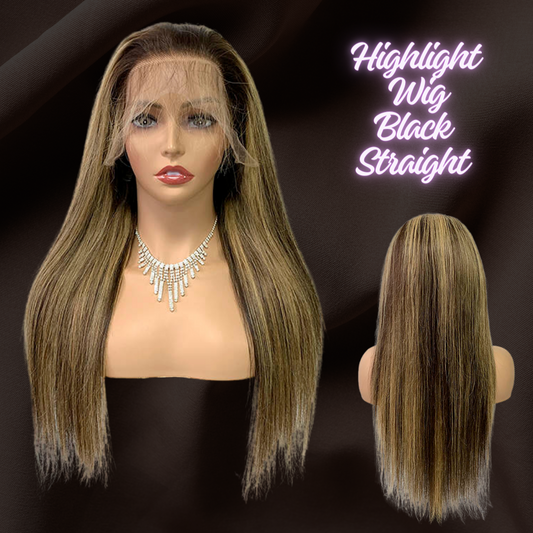 Black Highlight Wig Straight